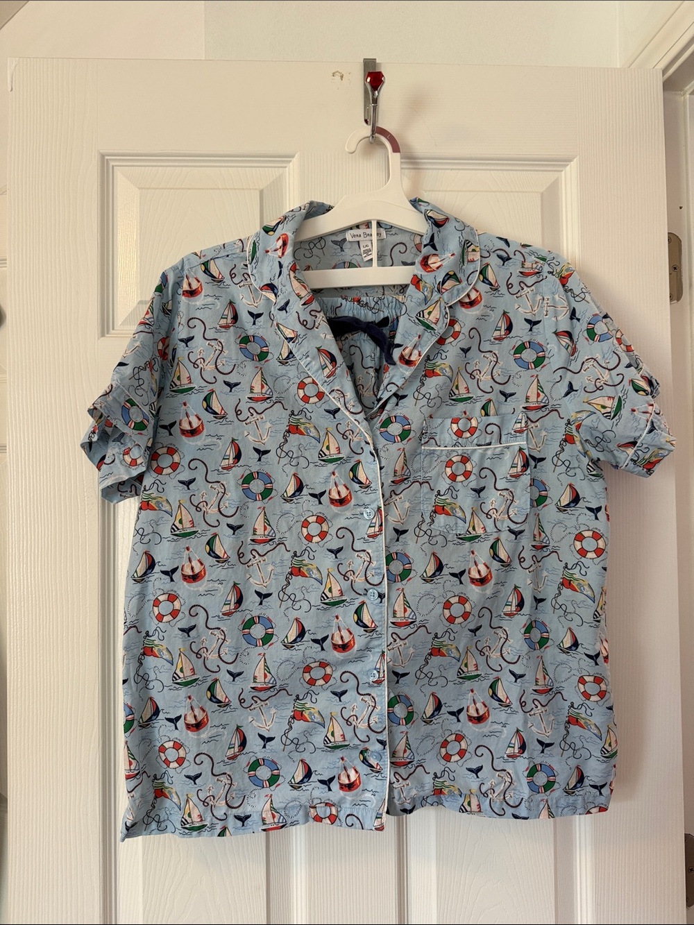 Vera Bradley Light Blue Nautical Sailboat Print Pajama Set